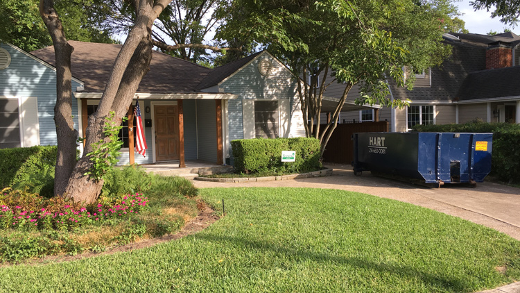 roll off dumpster on driveway